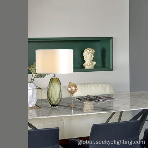 Table Lamp For Hotel Room Beehive Texture dark green glass body Table lamp Factory